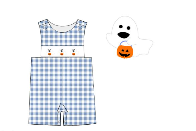 PRE-ORDER Boys Halloween Ghost Smocked Longall