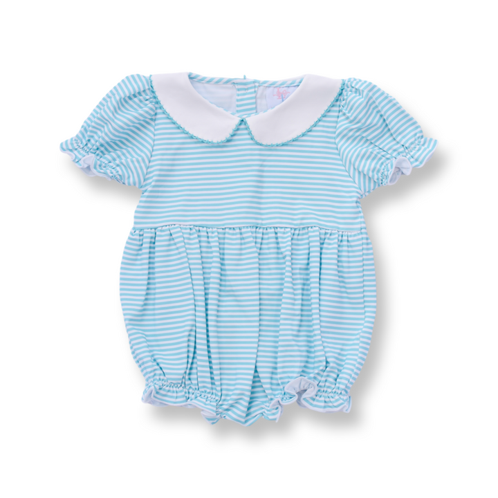 Turquoise Striped Peter Pan Collar Bubble