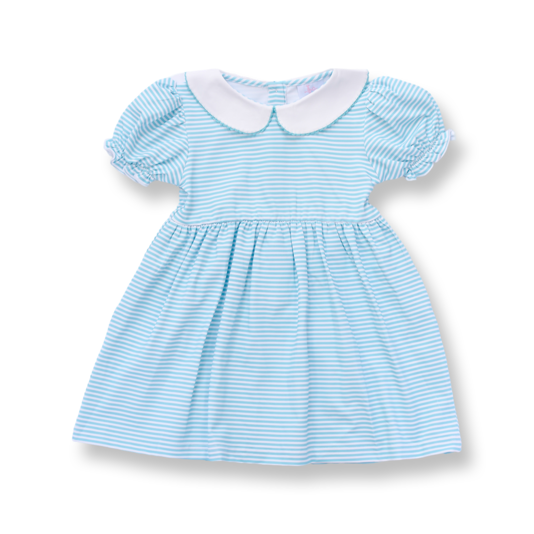 Turquoise Striped Peter Pan Collar Dress Turquoise Striped Peter Pan Collar Dress