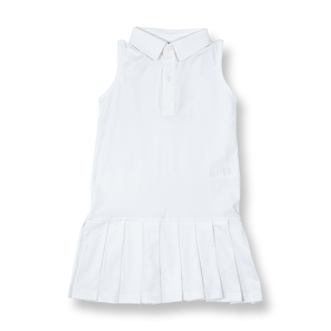 Pleated Tennis Dress in White