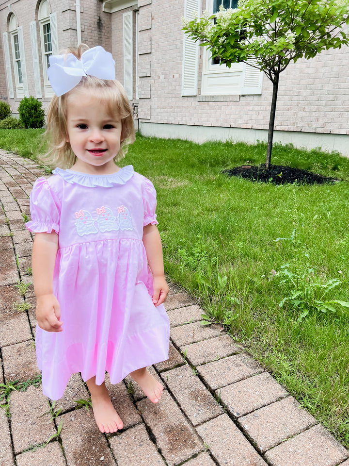Girl Pink Ghost Collared Dress