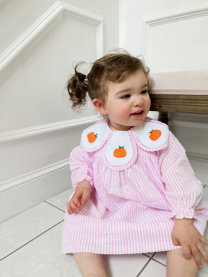 Adeline Pink Pumpkin Collared Dress