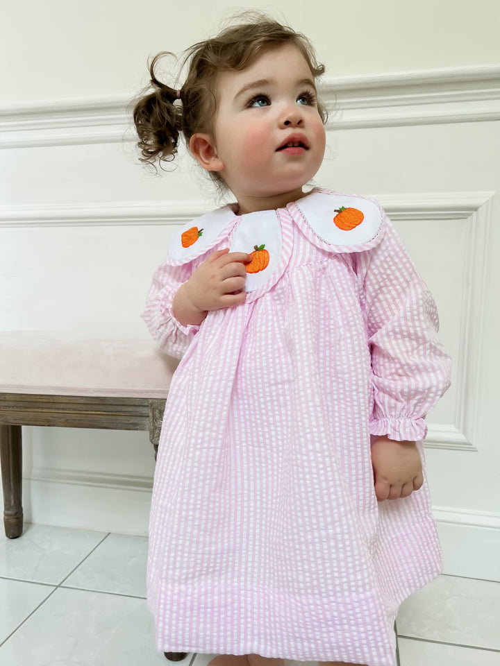 Adeline Pink Pumpkin Collared Dress