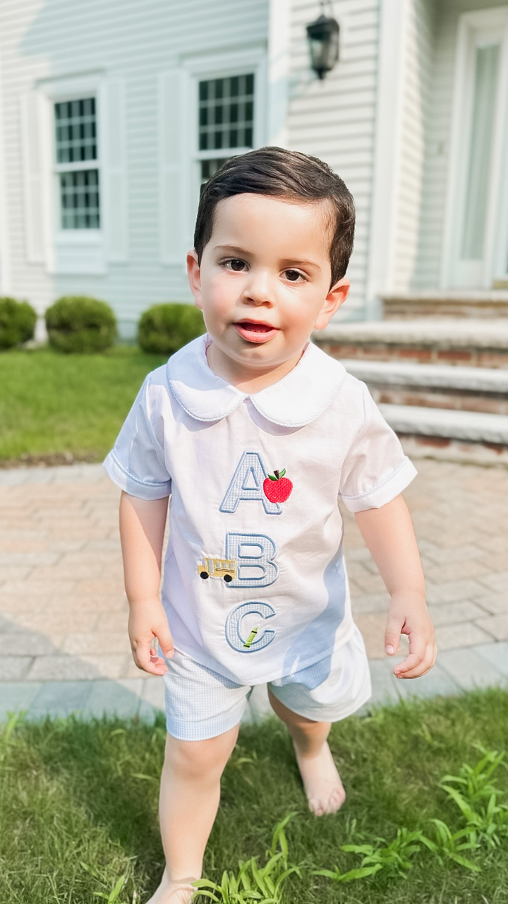 ABC Embroidered Boys Short Set