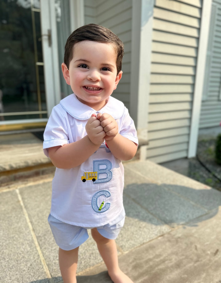 ABC Embroidered Boys Short Set