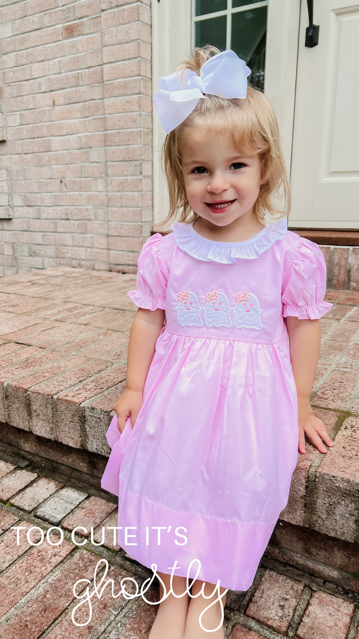 Girl Pink Ghost Collared Dress