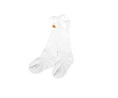 Pumpkin Bow Knee Socks in White