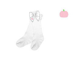 Pink Pumpkin Bow Socks