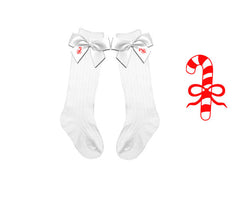 Candy Cane Bow Socks