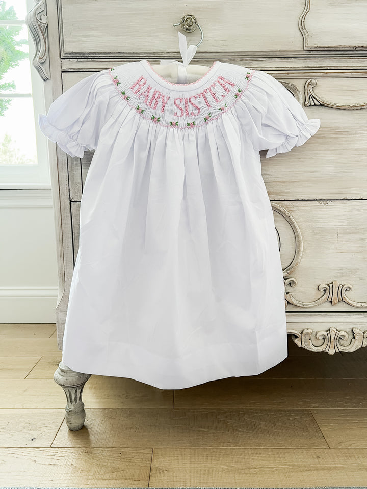 Baby Sister Pink Smocked Dress