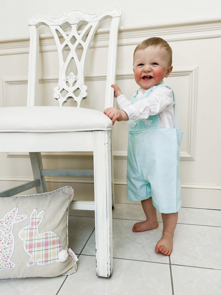 Mint Gingham Boy Bunny Shortall
