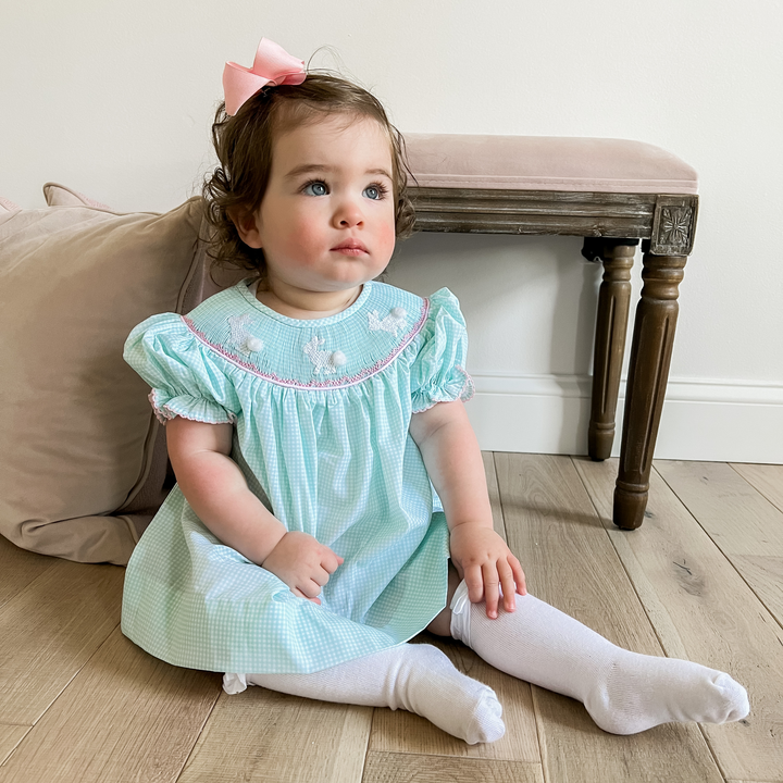 Mint Gingham Easter Bunny Dress