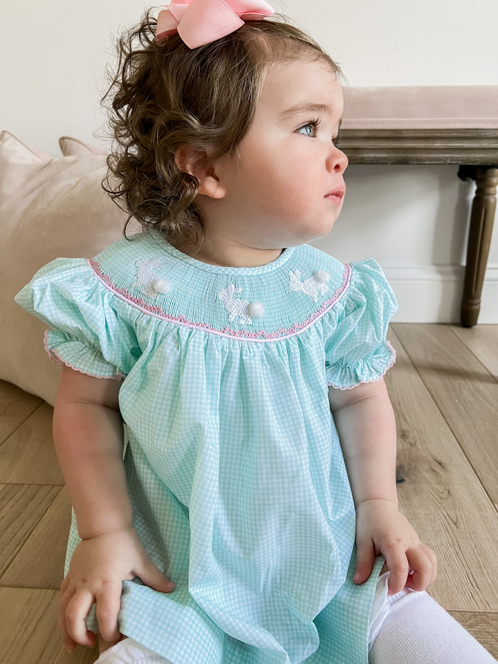 Mint Gingham Easter Bunny Dress