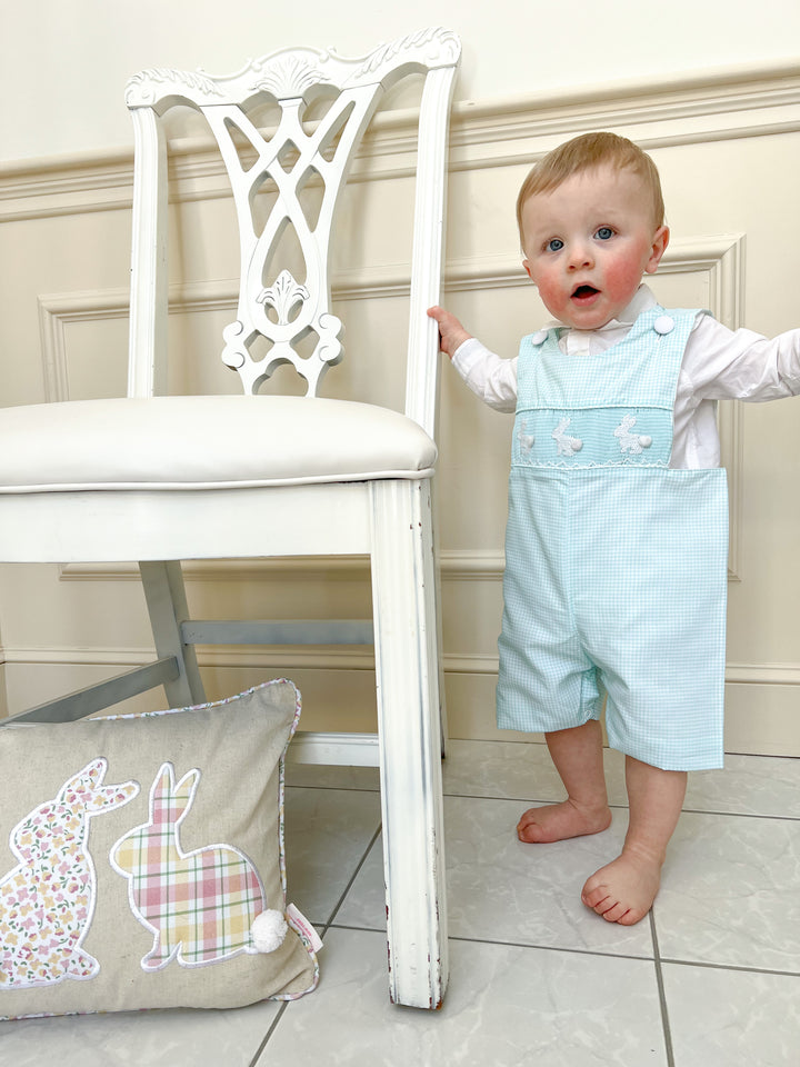 Mint Gingham Boy Bunny Shortall