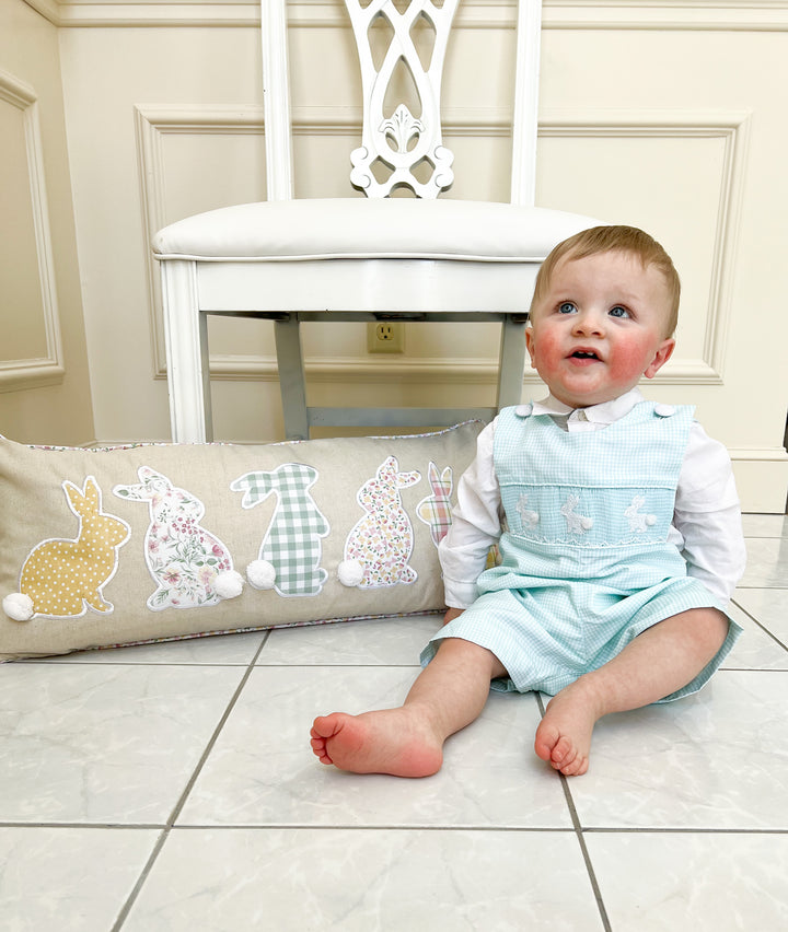 Mint Gingham Boy Bunny Shortall