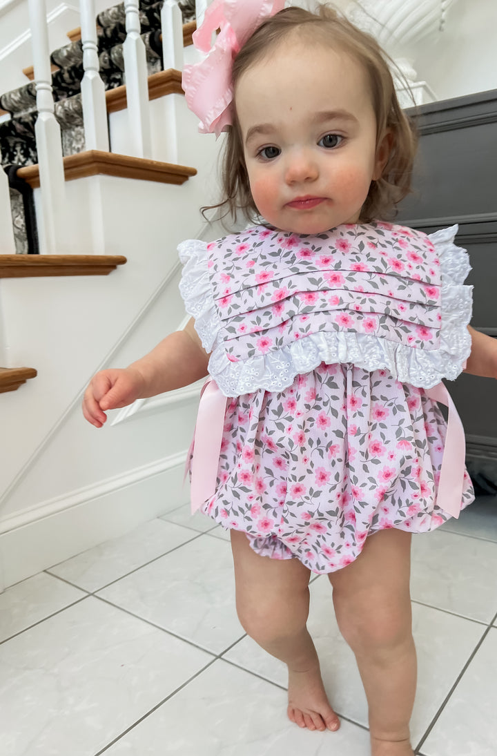 PRE-ORDER McKenzie Pink Floral Smocked Bubble