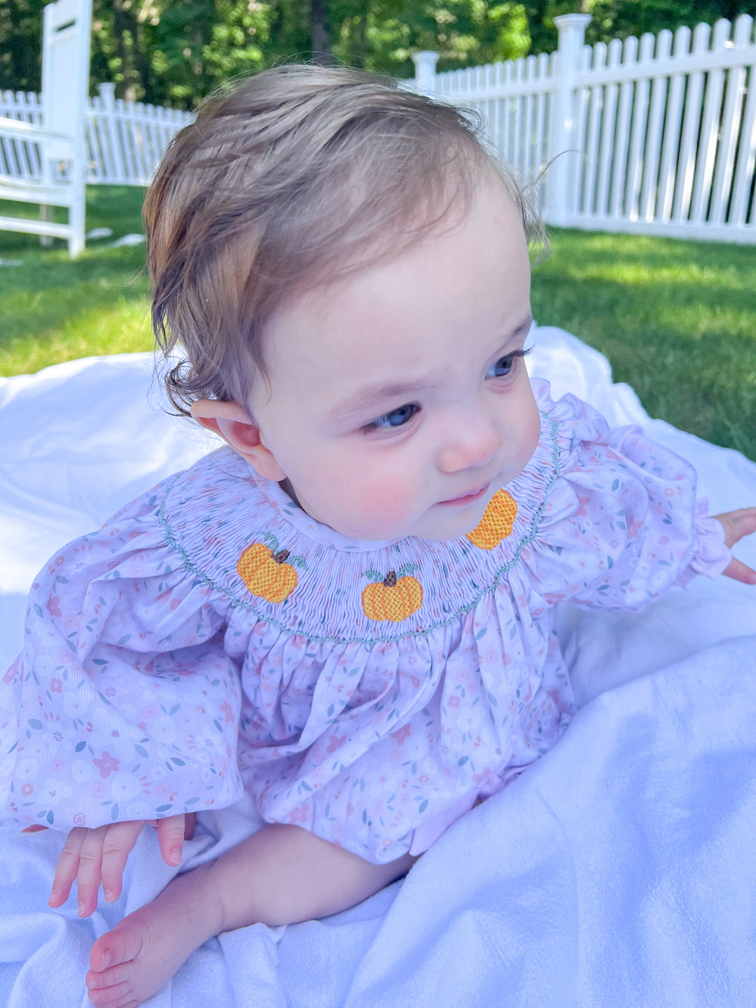 Ella Pumpkin Smocked Bubble