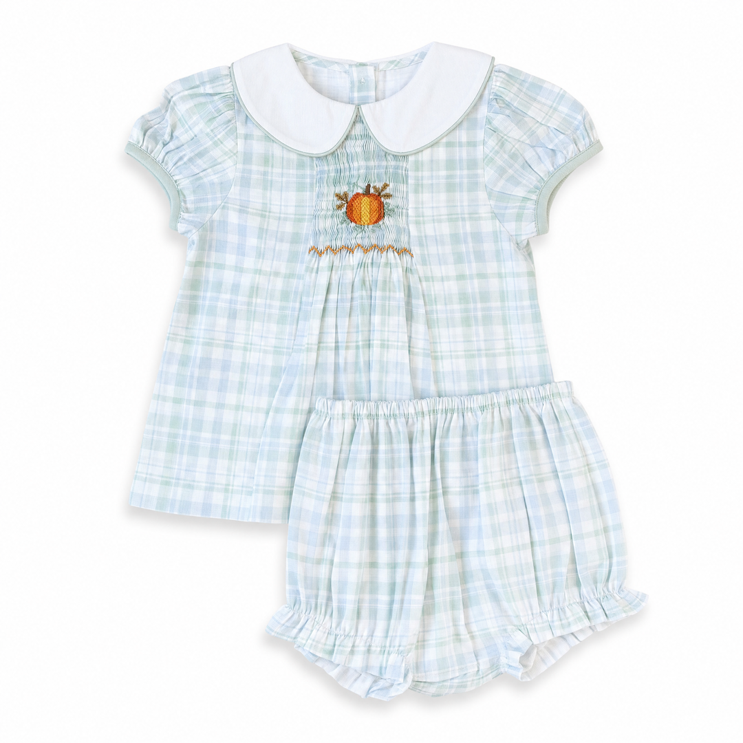 Pumpkin Meadow Smocked Diaper Set