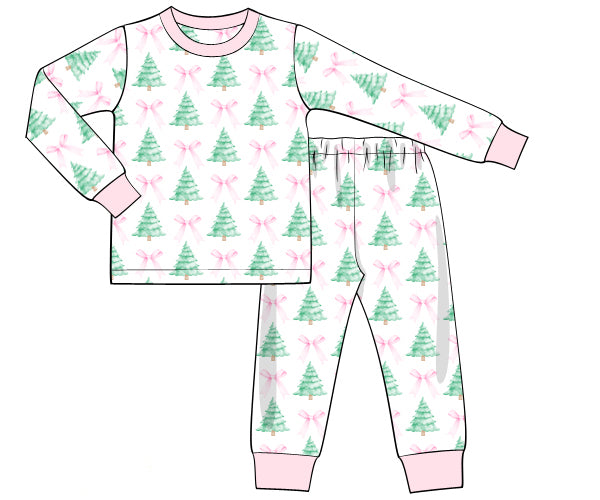 Christmas Tree Ribbon Knit Pajamas