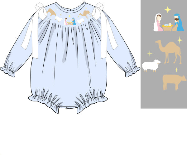 Nativity Smocked Girl Bubble