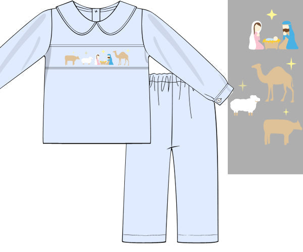Nativity Smocked Pant Set