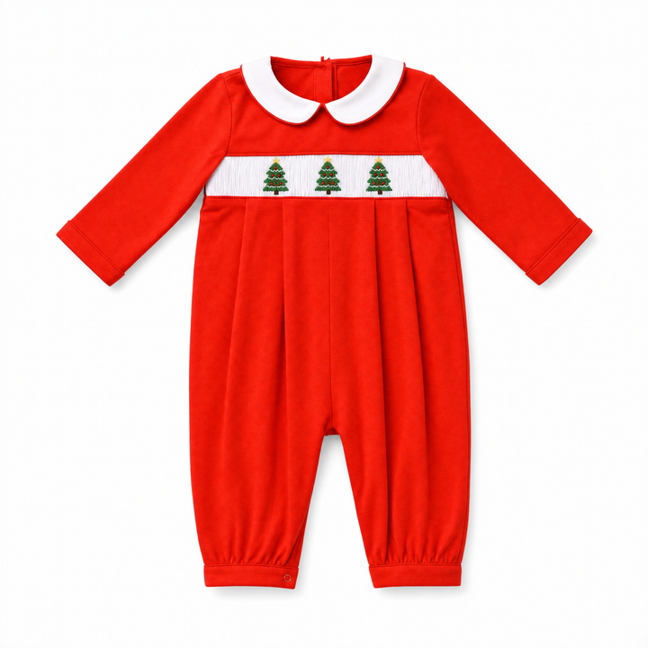 Christmas Tree Smocked Romper