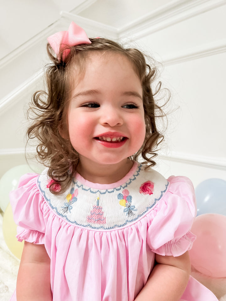 Birthday Cake Pink Smocked Dress