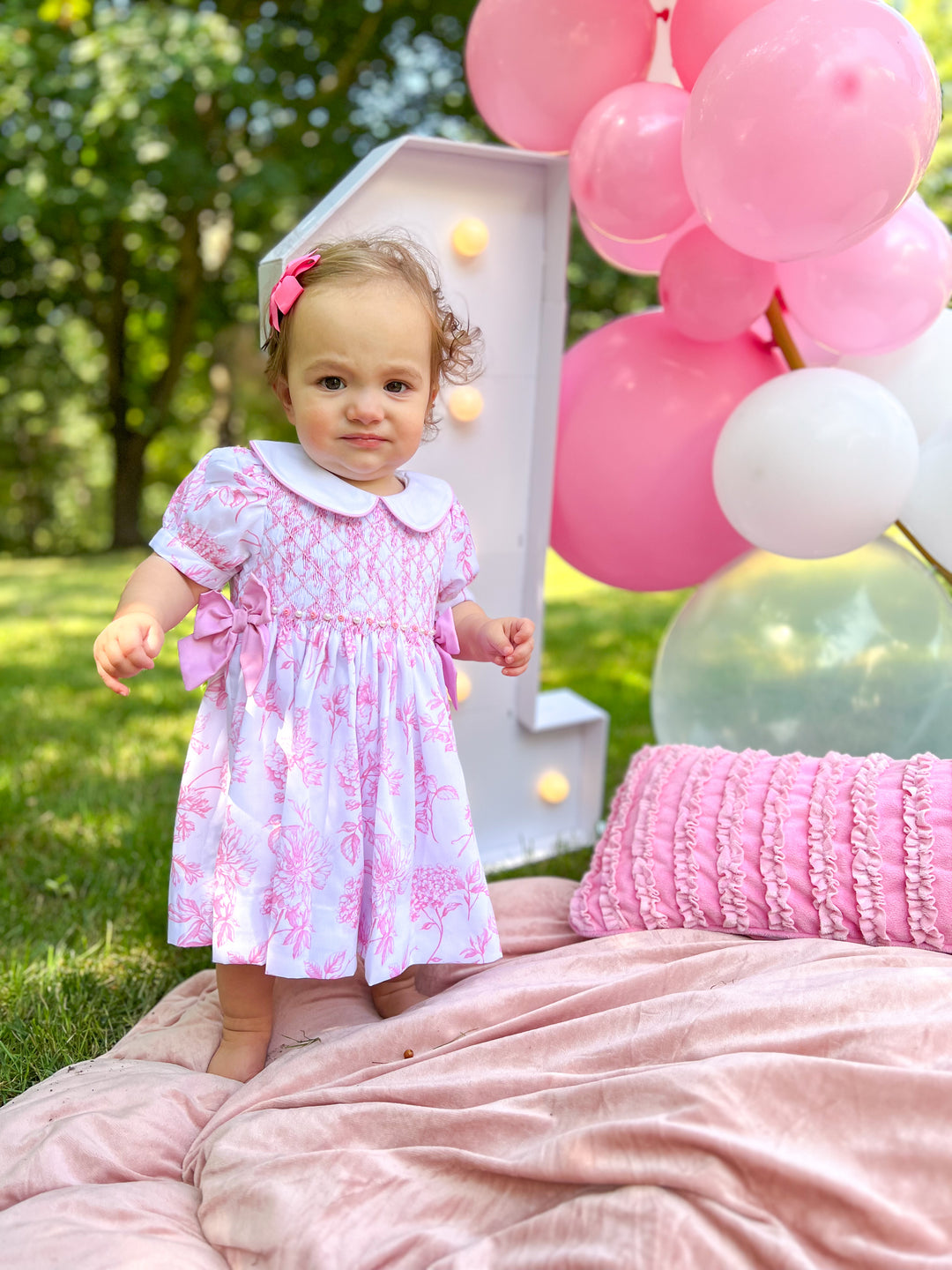 purple smocked infant dress Lilac Purple Frill Shoulder Smocked Dress & Tights Set