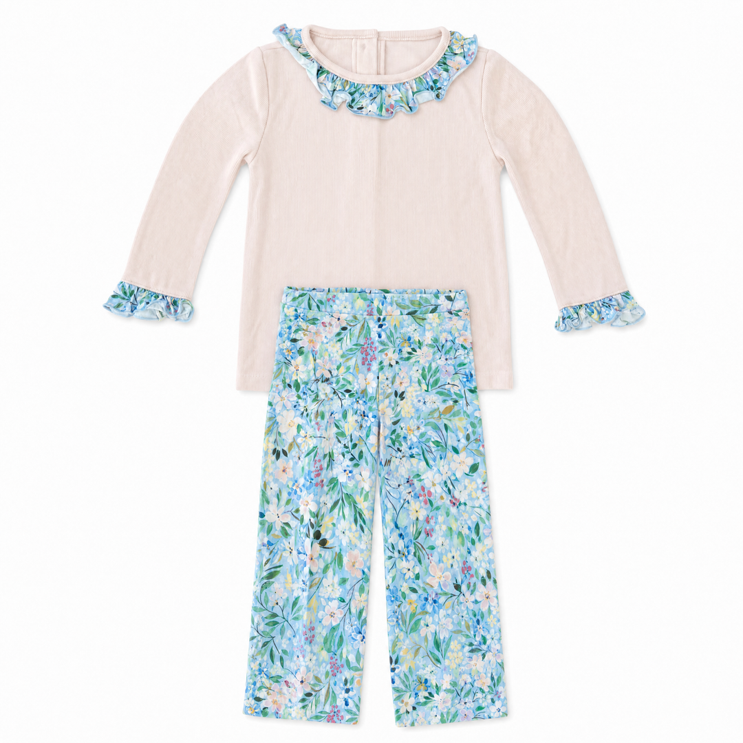 Pink Floral Ruffle Legging Set