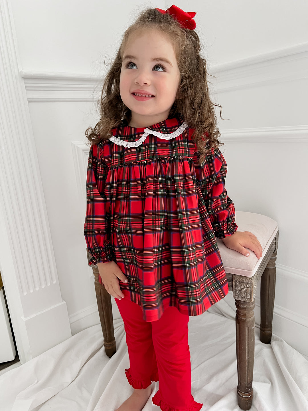 Carolyn Christmas Plaid Smocked Legging Set