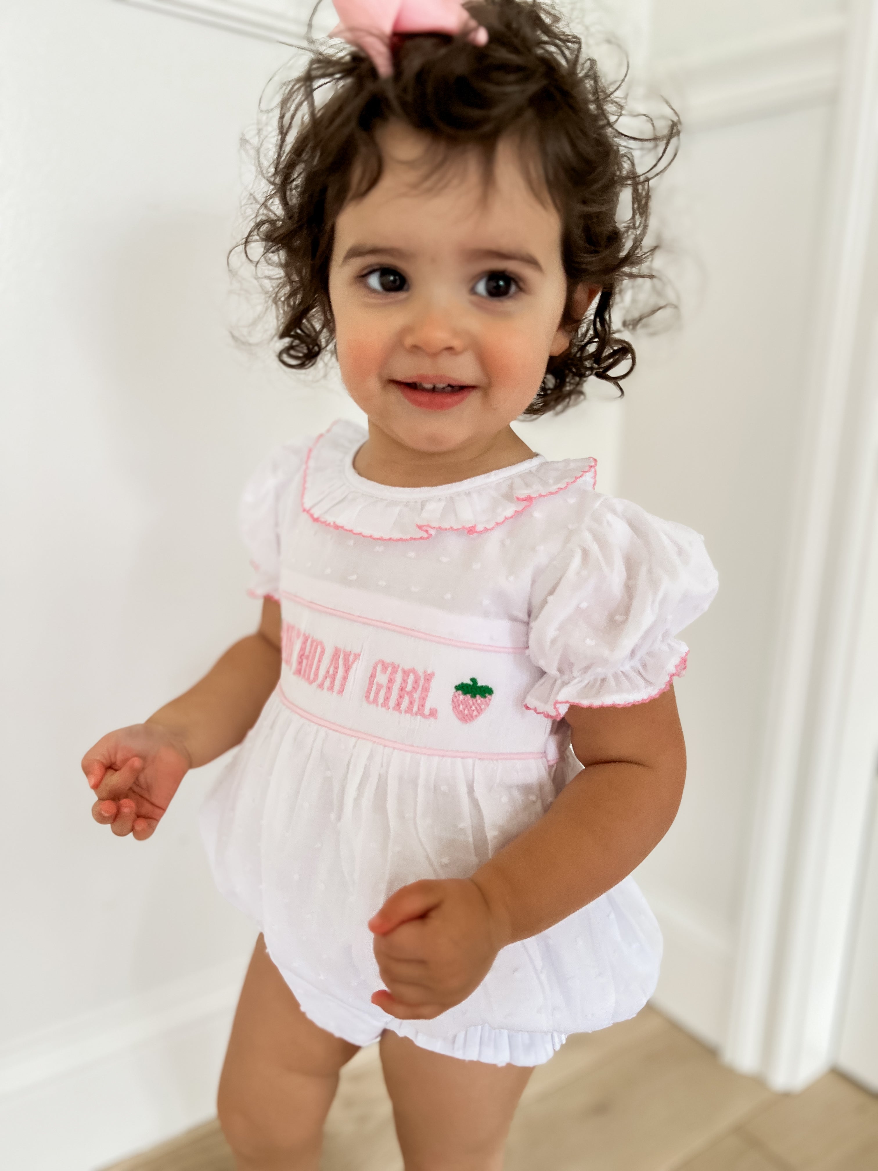 Birthday Girl Smocked Strawberry Bubble – Lillie & Lilah