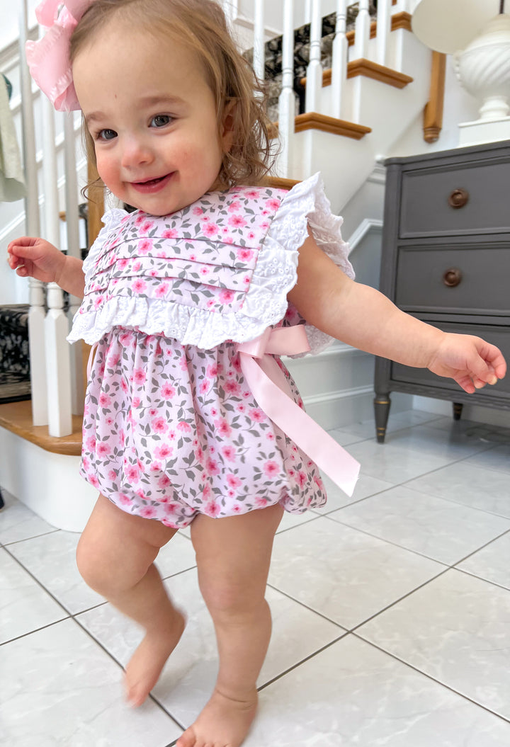 PRE-ORDER McKenzie Pink Floral Smocked Bubble