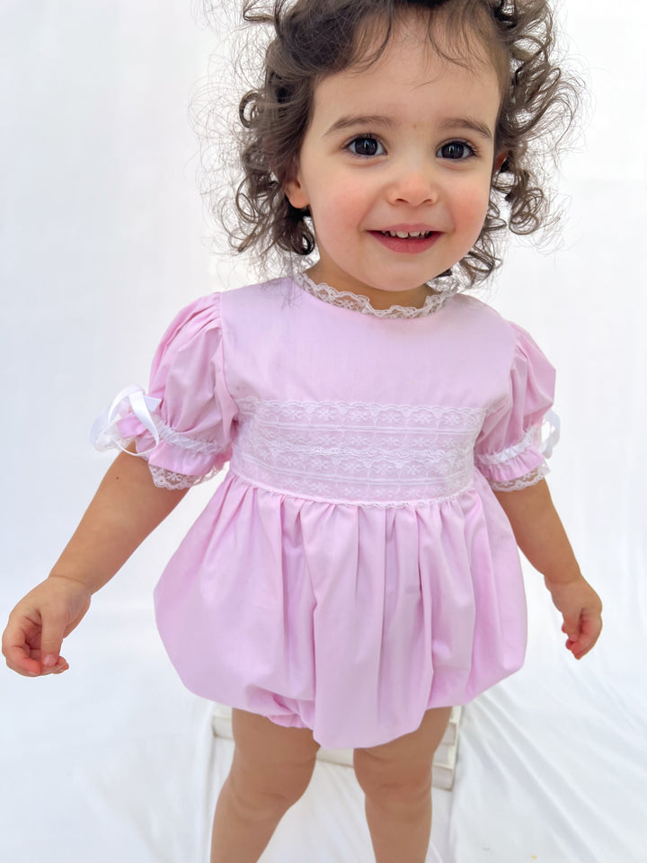 PRE-ORDER Gabrielle Pink Heirloom Smocked Bubble