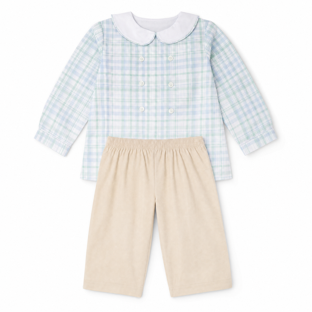 Hudson Green and Blue Plaid Pant Set