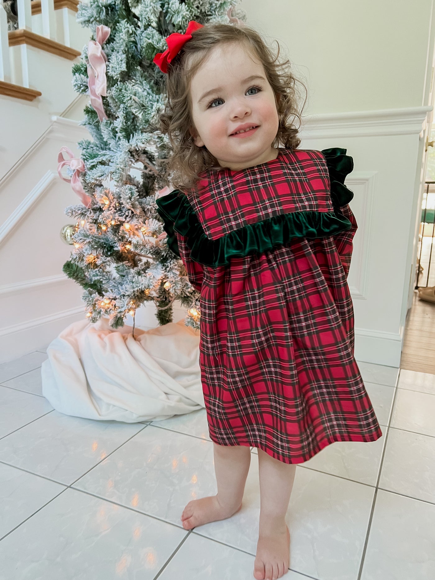 Francesca Red Plaid Smocked Holiday Dress