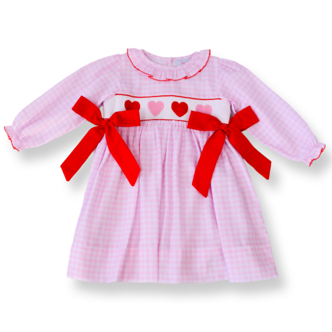 smocked valentines dress Abbey Heart Smocked Dress – Lillie & Lilah