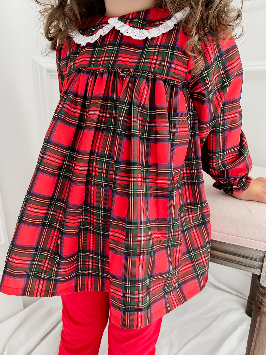 Carolyn Christmas Plaid Smocked Legging Set