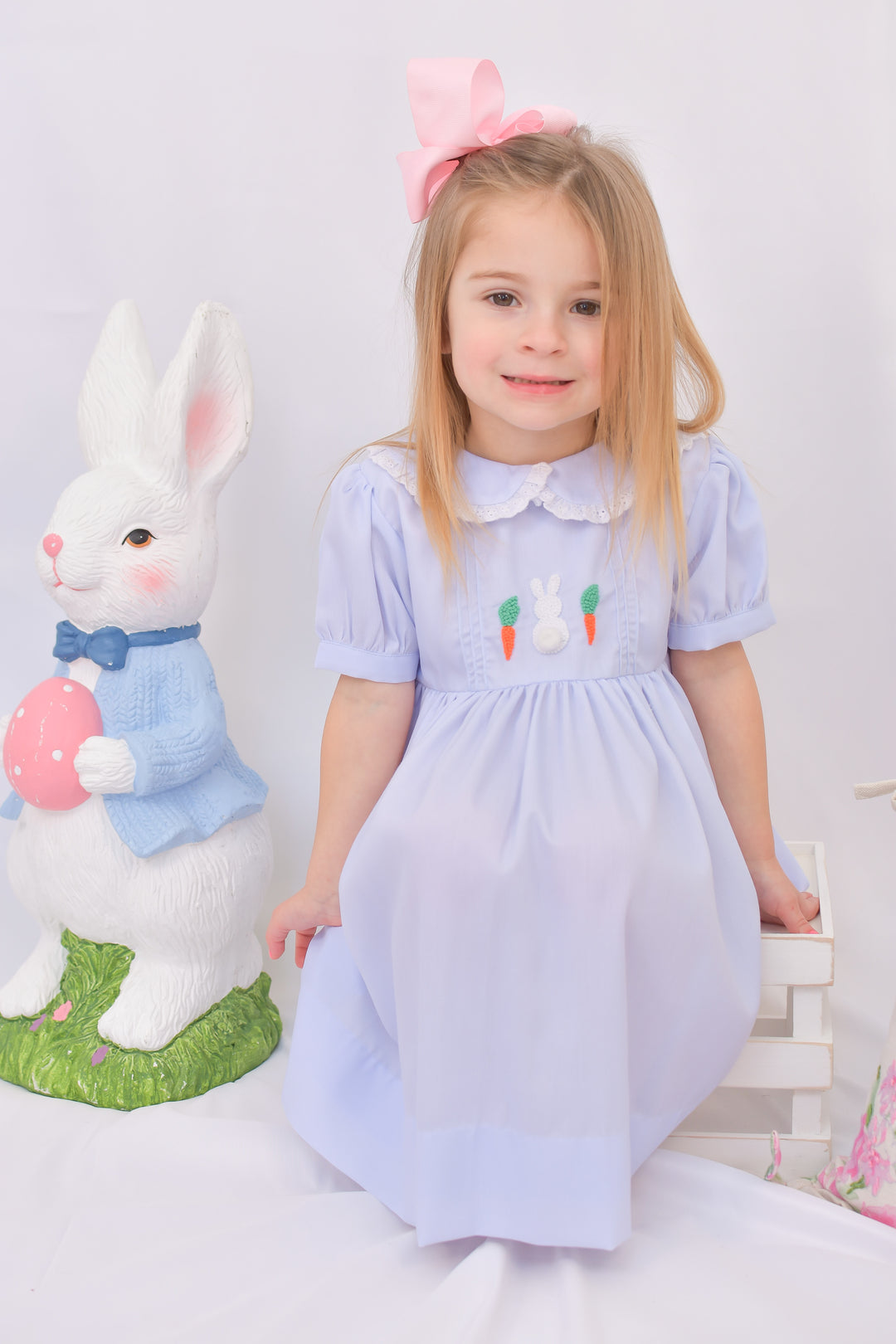 PRE-ORDER French Knot Bunny and Carrot Smocked Dress