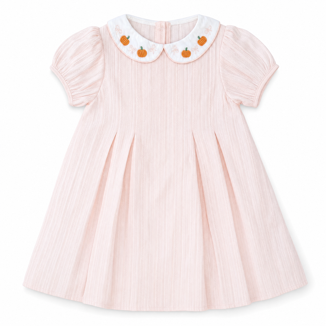 Pink Linen Pumpkin Collar Dress