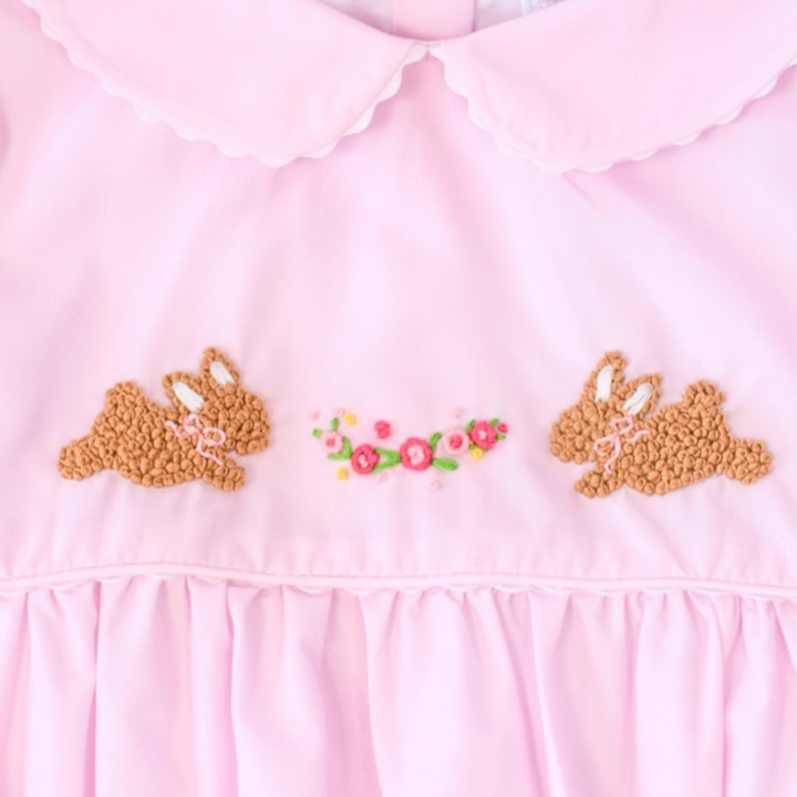 PRE-ORDER Cally Bunnies and Florals Pink Smocked Bubble