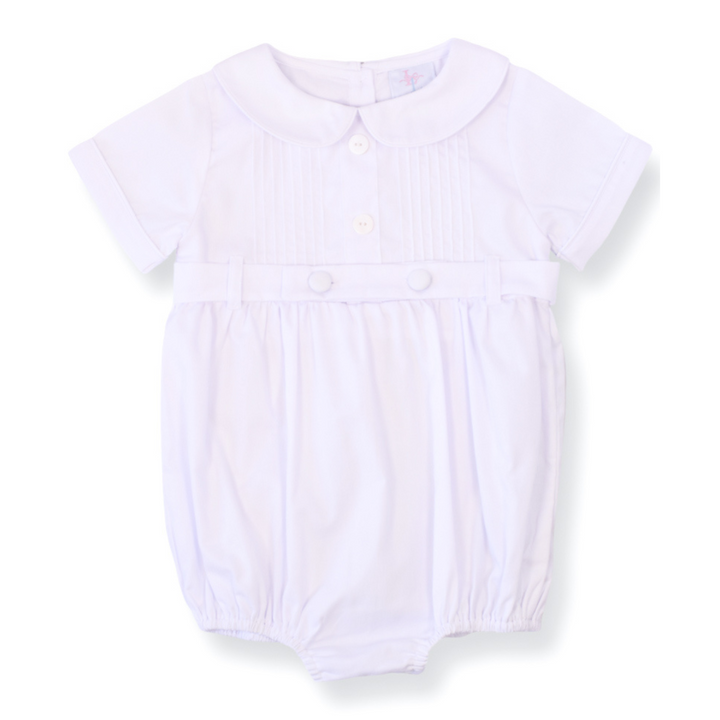 PRE-ORDER Chandler White Heirloom Smocked Boy Bubble