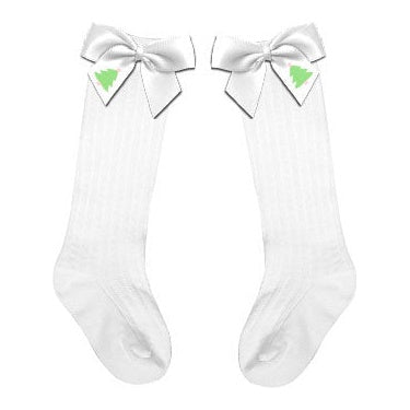 Pastel Christmas Tree Socks with Pink Star