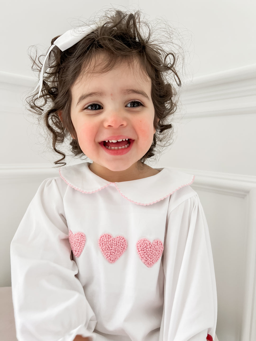 Lucy French Knot Heart Smocked Romper