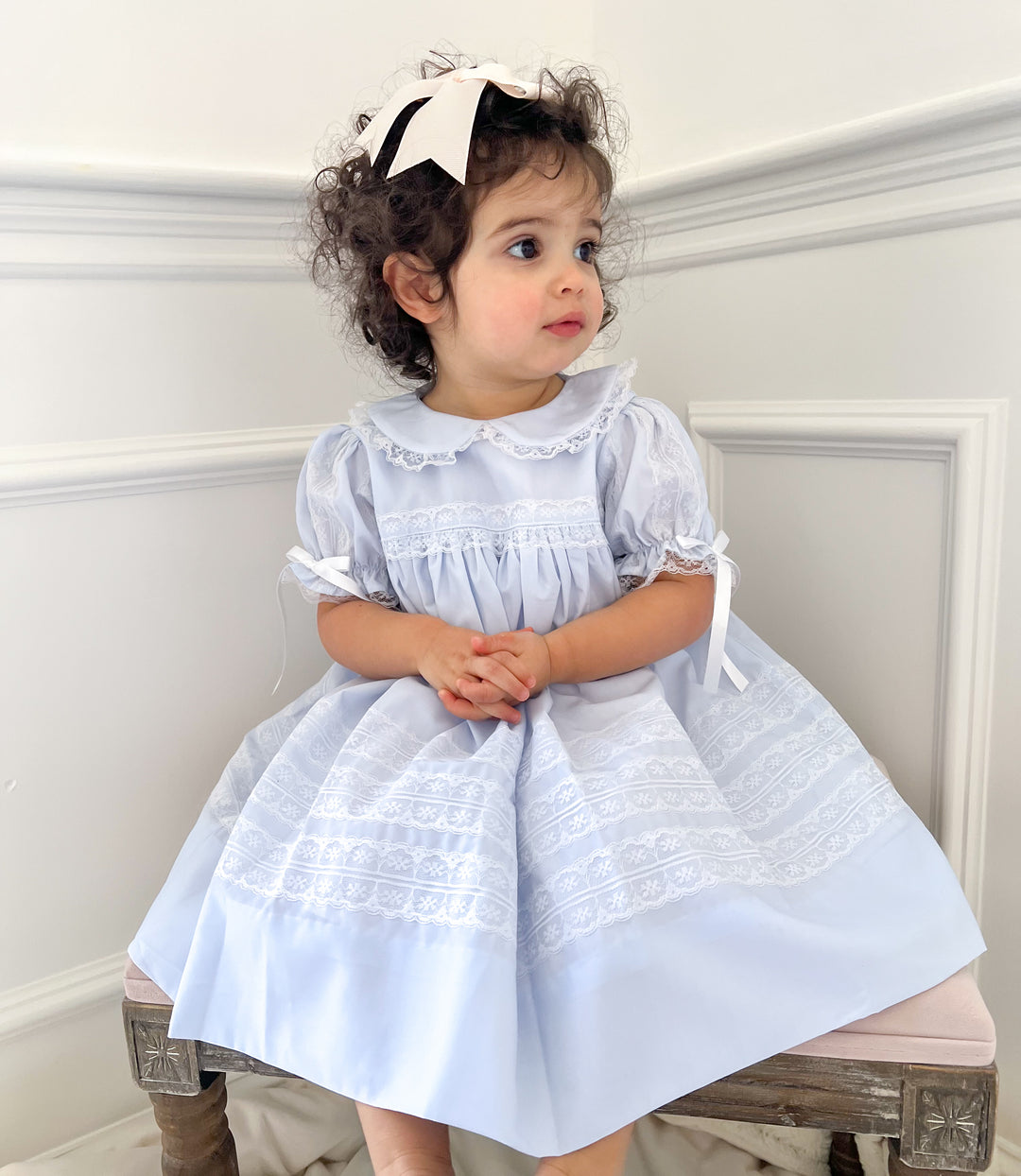 Elodie Heirloom Smocked Dress in Blue