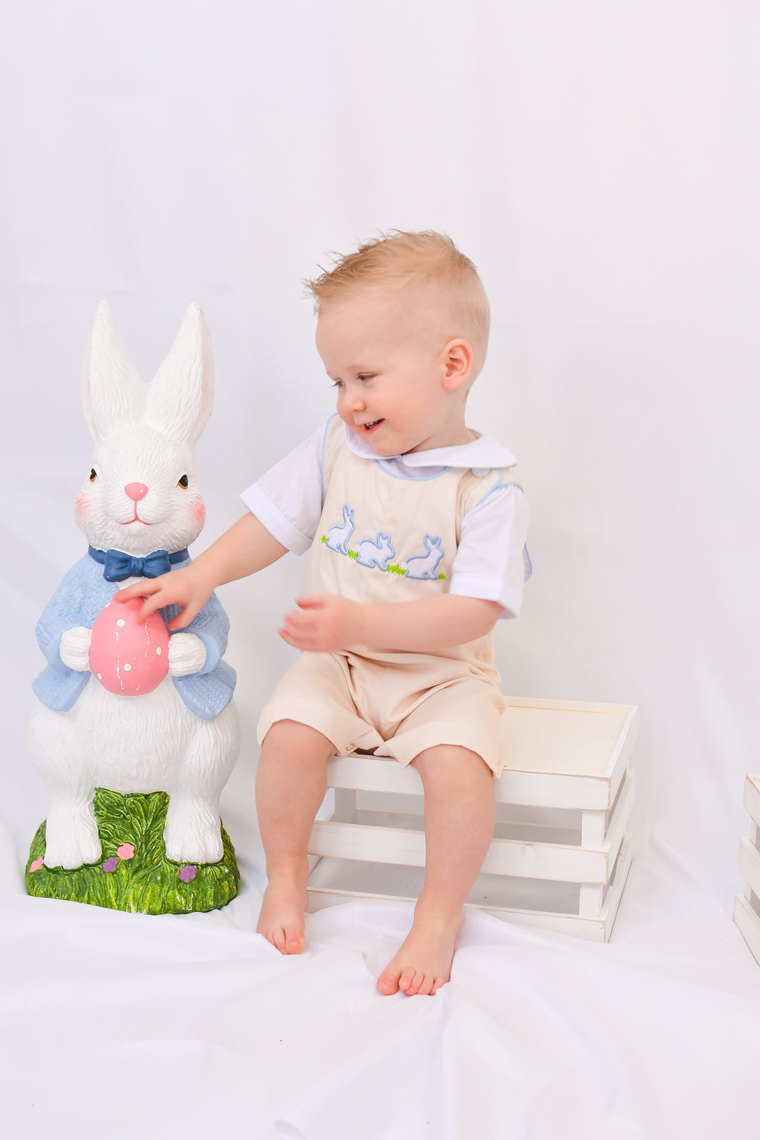 Carson Smocked Bunny Yellow Shortall