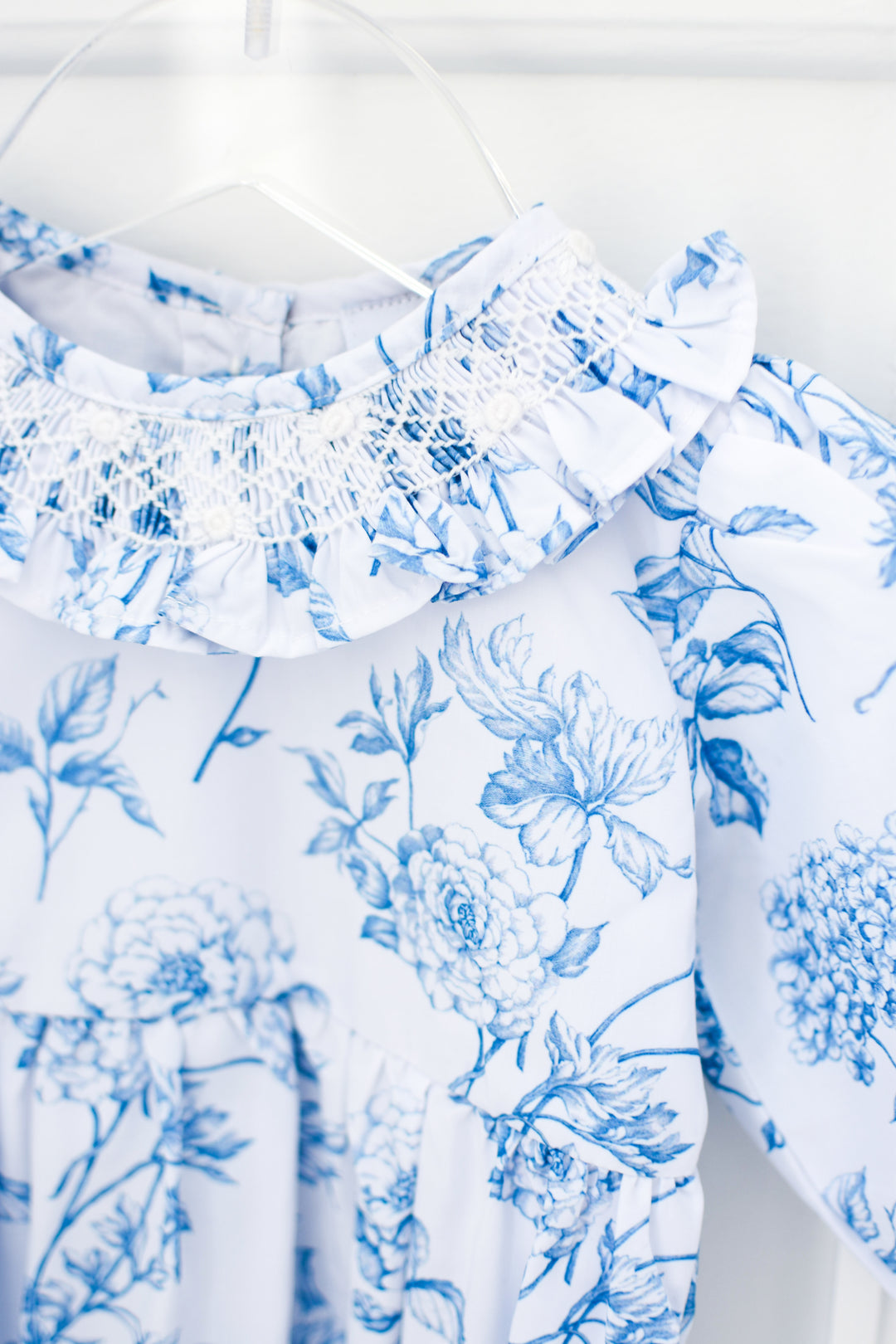 Winter Floral Toile Smocked Bubble