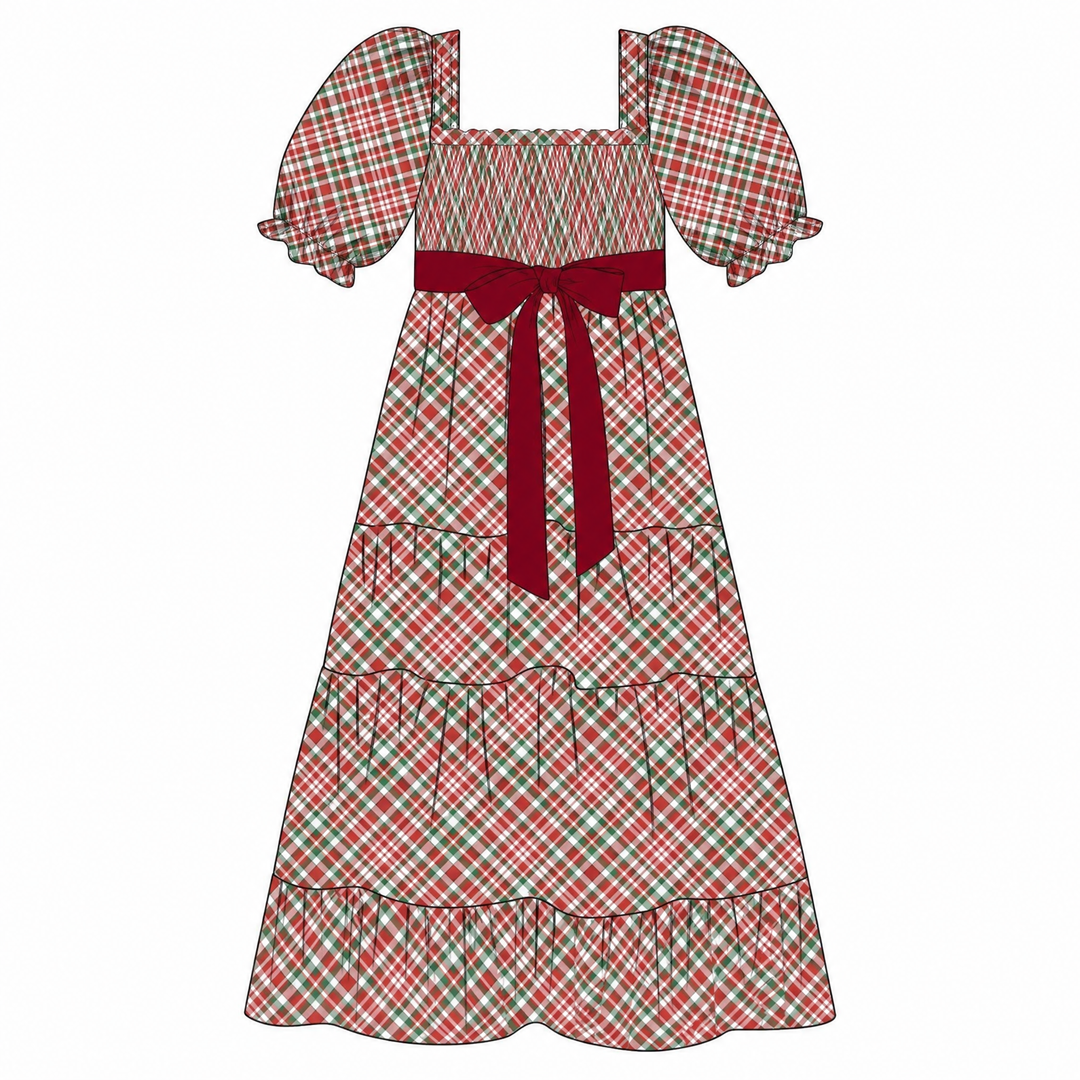 Winterberry Women's Dress with Velvet Bow