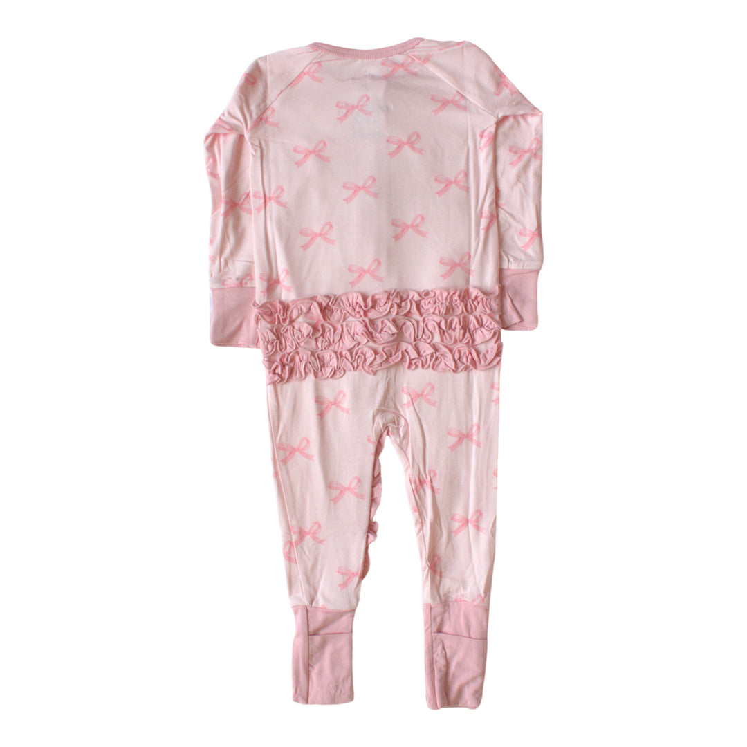 Bella Bow Ruffle Bamboo Footie