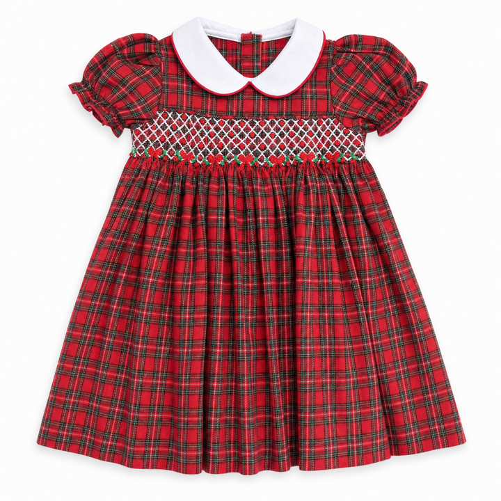 The Daphne Red Plaid Smocked Dress