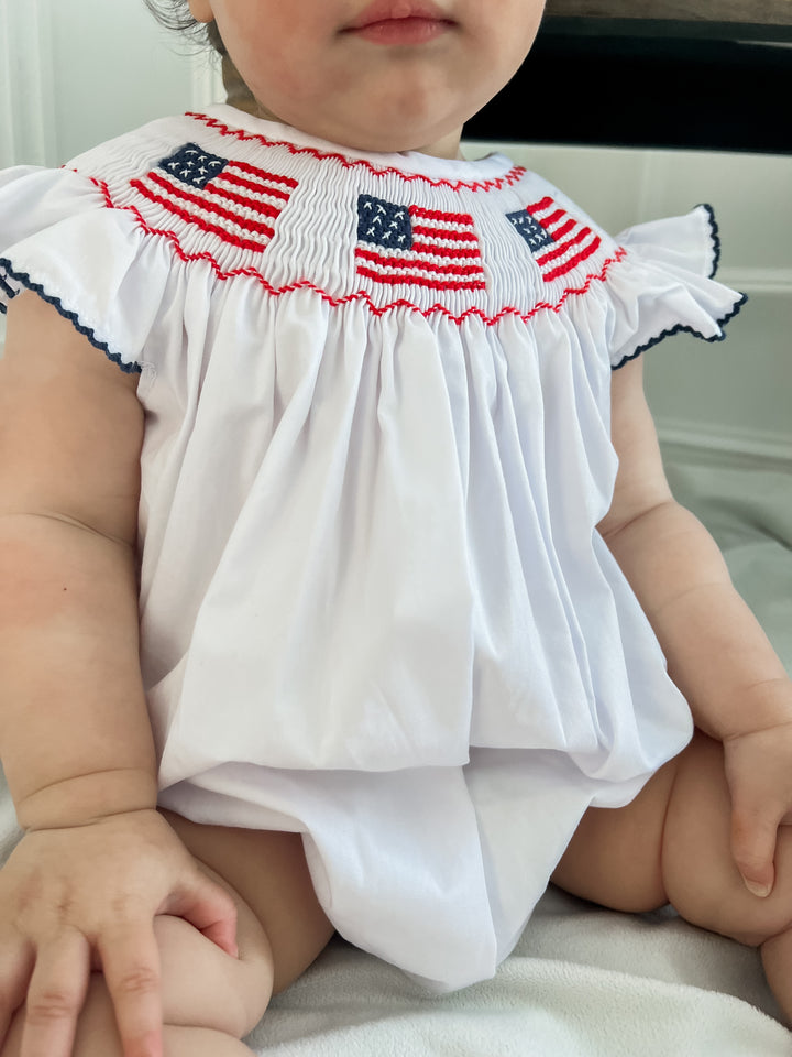 PRE-ORDER Ellie Fourth of July Smocked Bubble with Bows